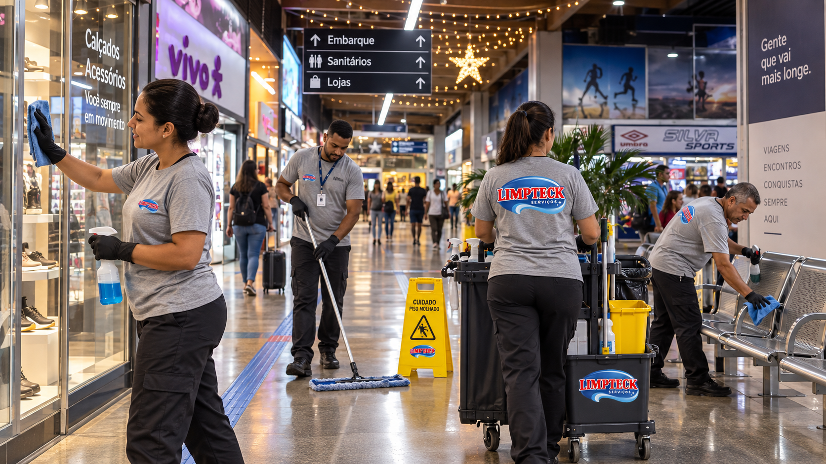 Limpeza profissional em terminal de ônibus